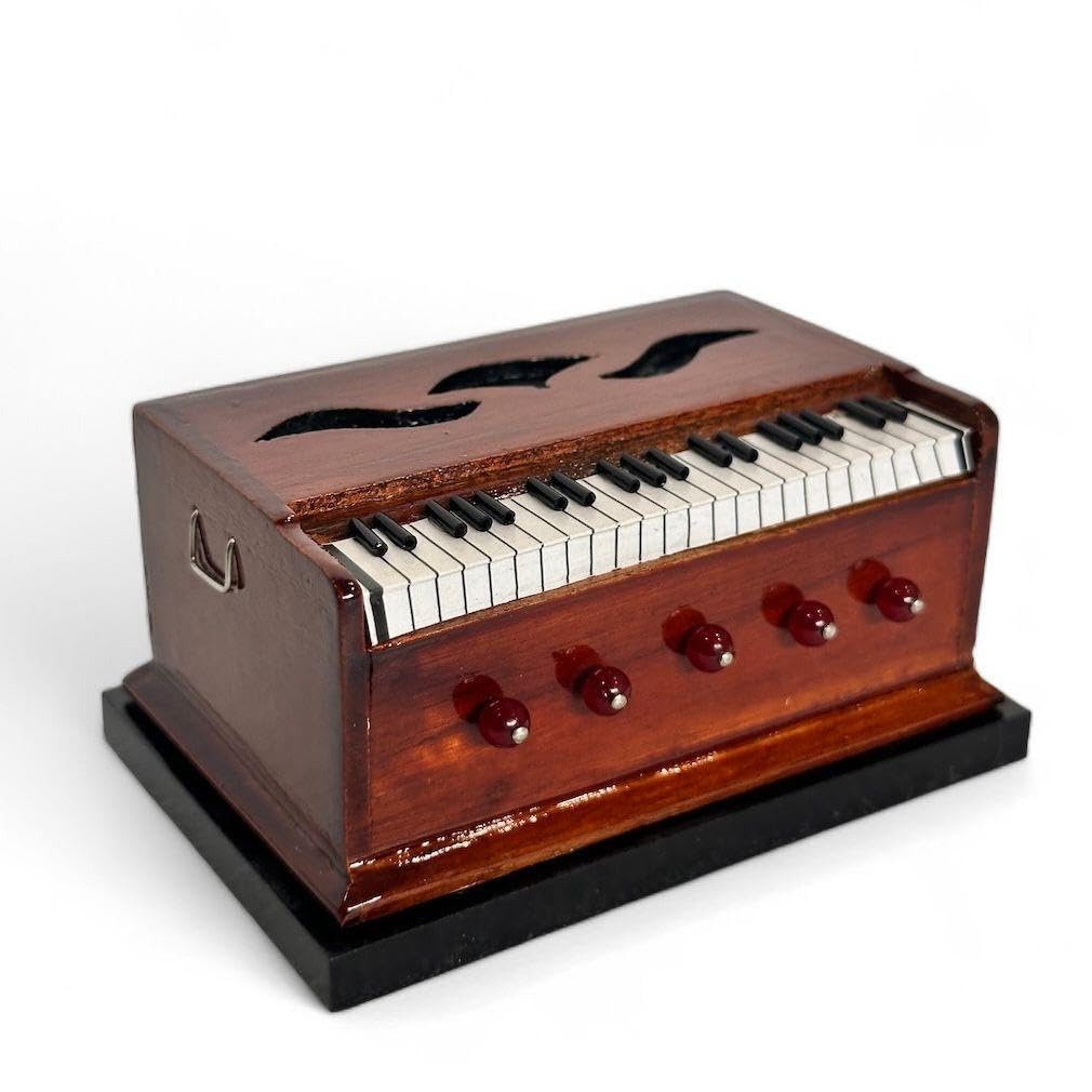 Miniature Harmonium (11x8x5cms)- Handcrafted Wooden Indian Musical Instrument Replica for Home D�cor, Gifts, Collectibles & Cultural Decor - Showpiece for Office Desk and Car Dashboard