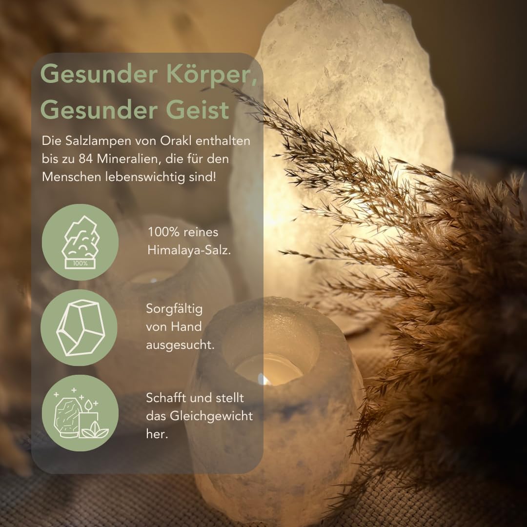 Dimmbare Salzlampe Aura - 100% echtes Himalaya Salz aus Salt Range Pakistan - Salzkristall-Lampe - Salzstein - Tischlamp inkl. 1x 15W Glühbirnen und Geschenkbox (8-10 KG)
