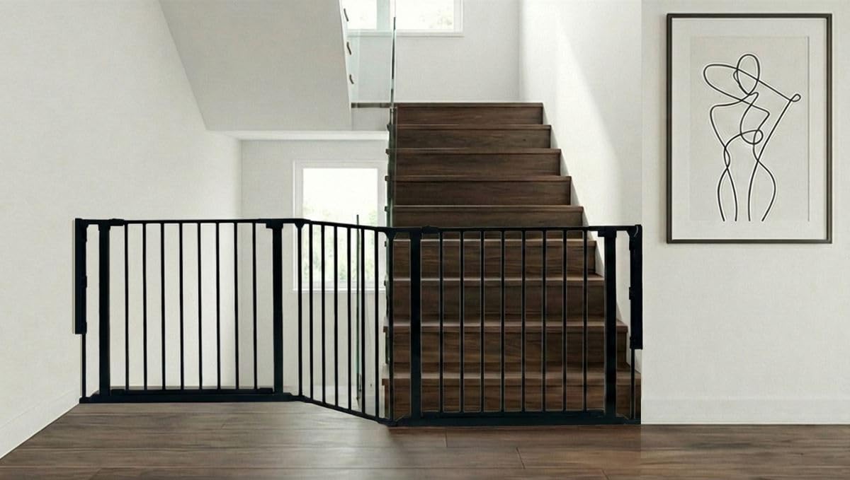 Safetots Two Door Multi Panel Stair Gate, Black, Up to 226cm — image 1