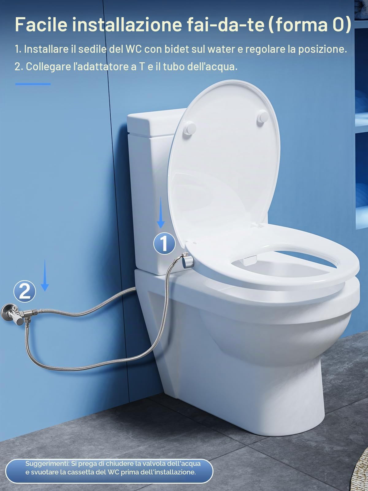 YEAUPE PRO Tavoletta WC Forma O in Urea Non Elettrico con Bidet, Soft Close | Sedile WC con acqua regolabile, sgancio rapido, facile pulizia e installazione semplice, adatto per WC domestici forma O