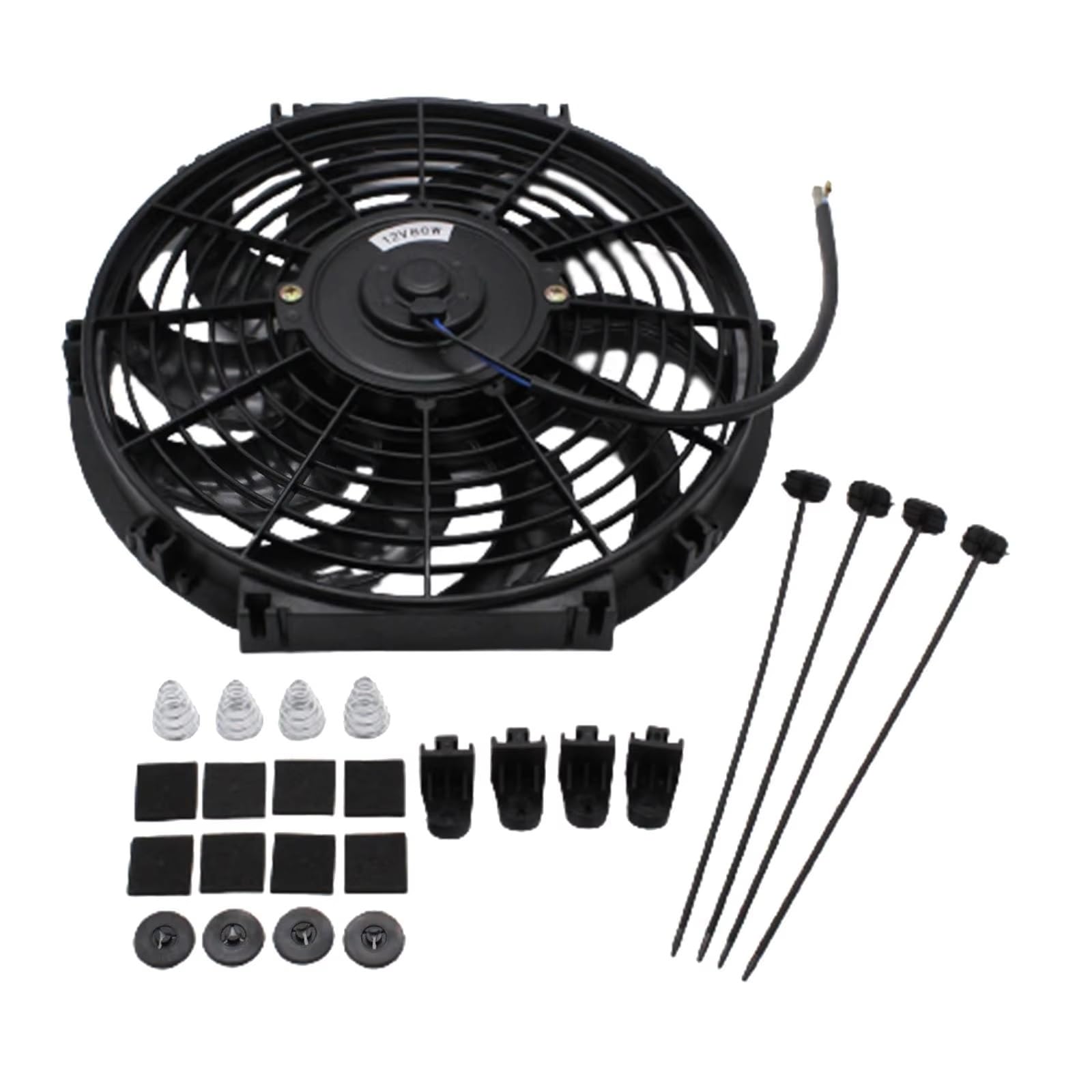 Ventilador De Motor Ventilador De Refrigeración De Radiador Eléctrico Kit De Montaje De Ventilador Automático 10 Aspas 12V 12 Pulgadas Color Negro Camioneta Camioneta