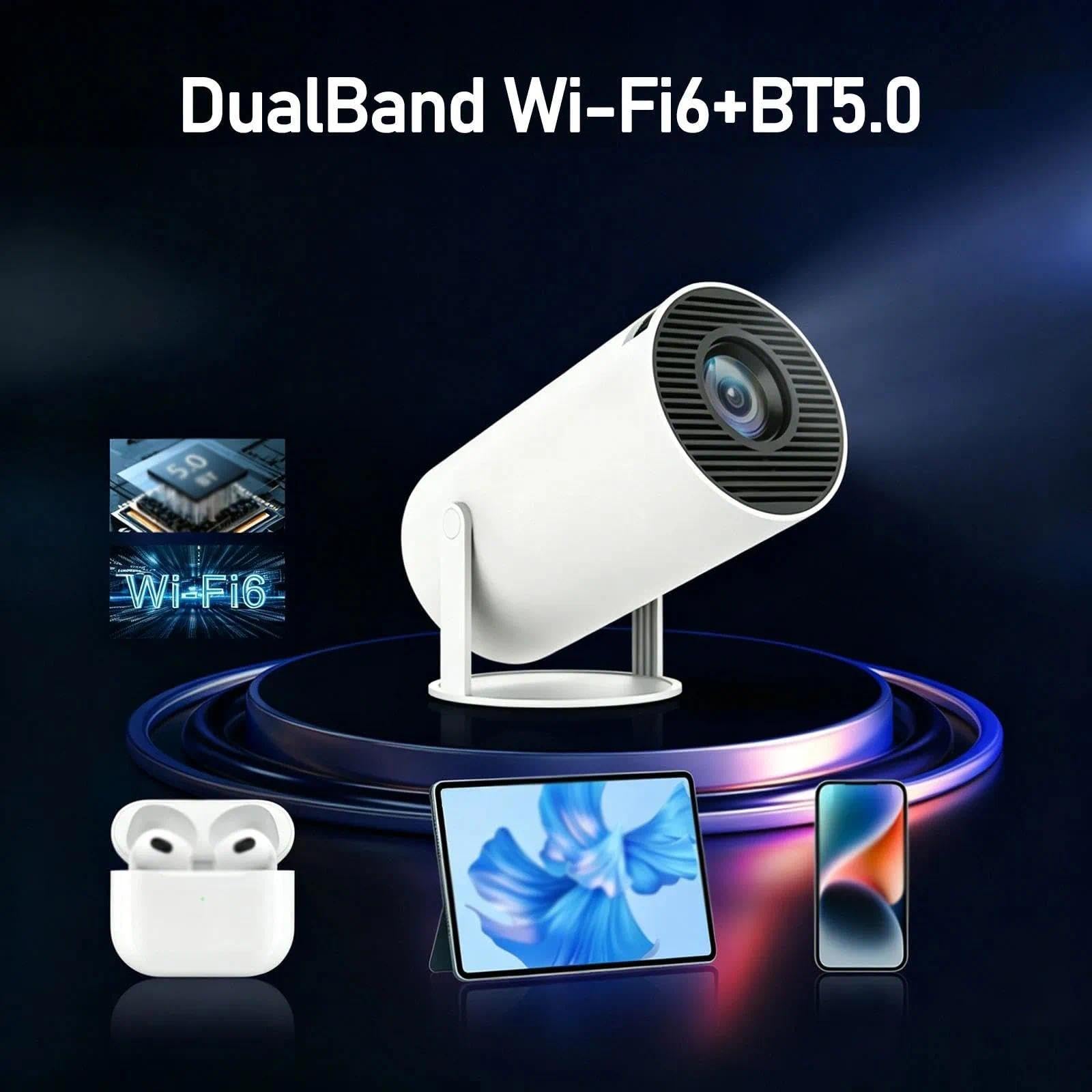 Cinemaster Pro - 4k Smart Projector,5g+2.4g Ad Altissima Velocità, Mini Proiettore Portatile Rotazione A 180°,Schermo Da 130" Aggiornato All'Hy300pro Con Wi-Fi E Bluetooth,Lapto Auto Keystone