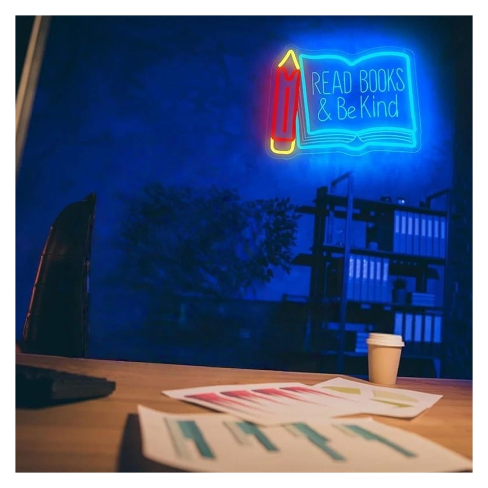 Wiszące neony artystyczne Read Books Be Kind Neon Light Do Klasy, Księgarni, Biblioteki, Muzeum, Pokoju Do Nauki, Dekoracji Ściennej Na Urodziny 35cmx25.5cm