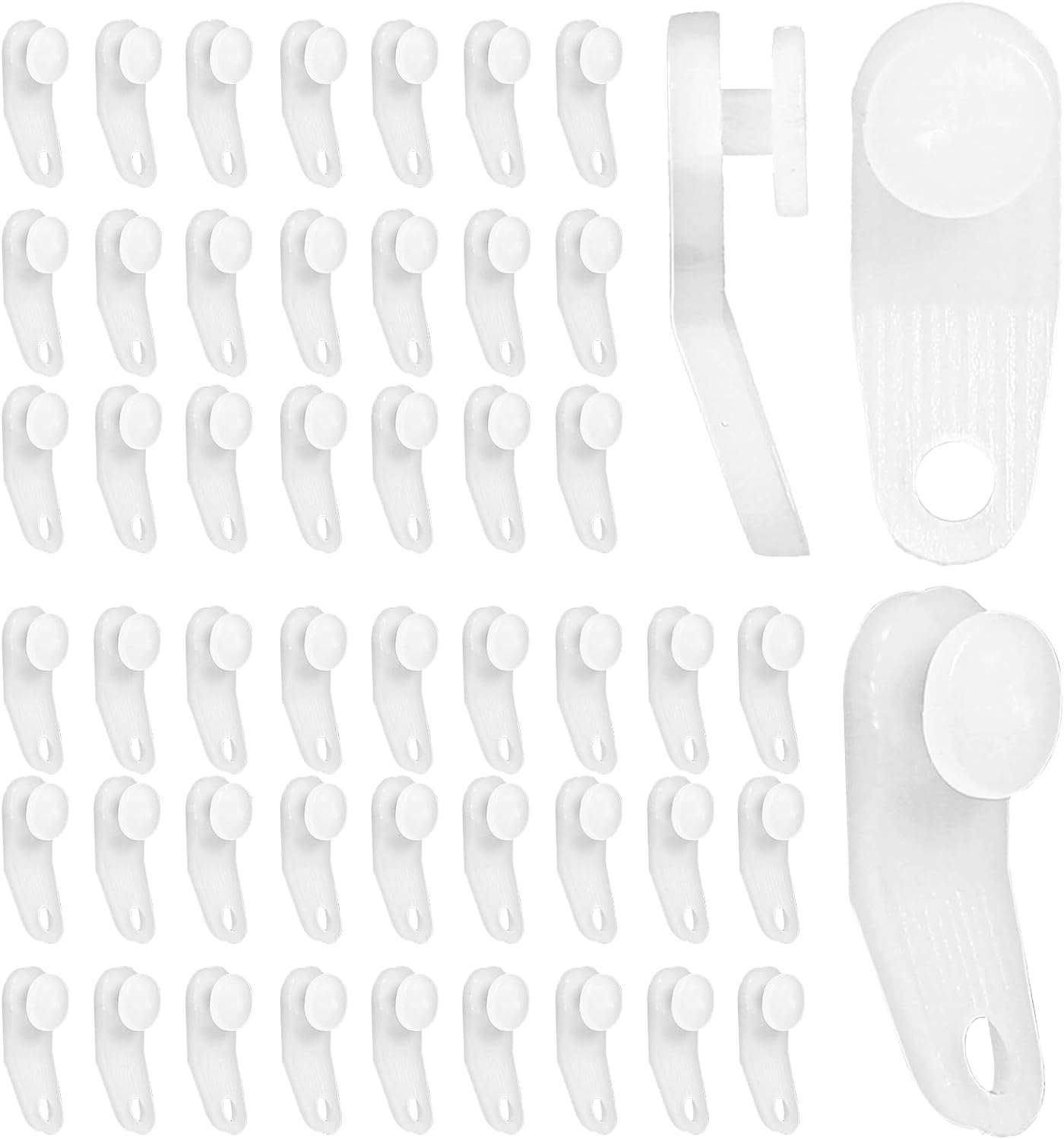 50 Pcs White Plastic Curtain Hooks Curtain Roller Curtain Track Gliders Traverse Rod Slides Curtain Track Glider Hooks Cross-bar Slide Rail Replacement Parts Plastic Curtain Rail Track Hooks