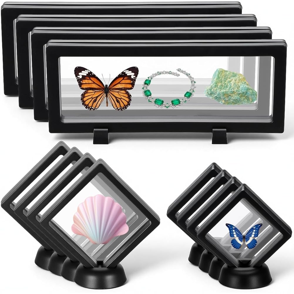 UDSKNV[KSL Floating Display Stand 12Pcs 3D Black Seal Transparent for Jewelry Storage Frames, for Jewelry