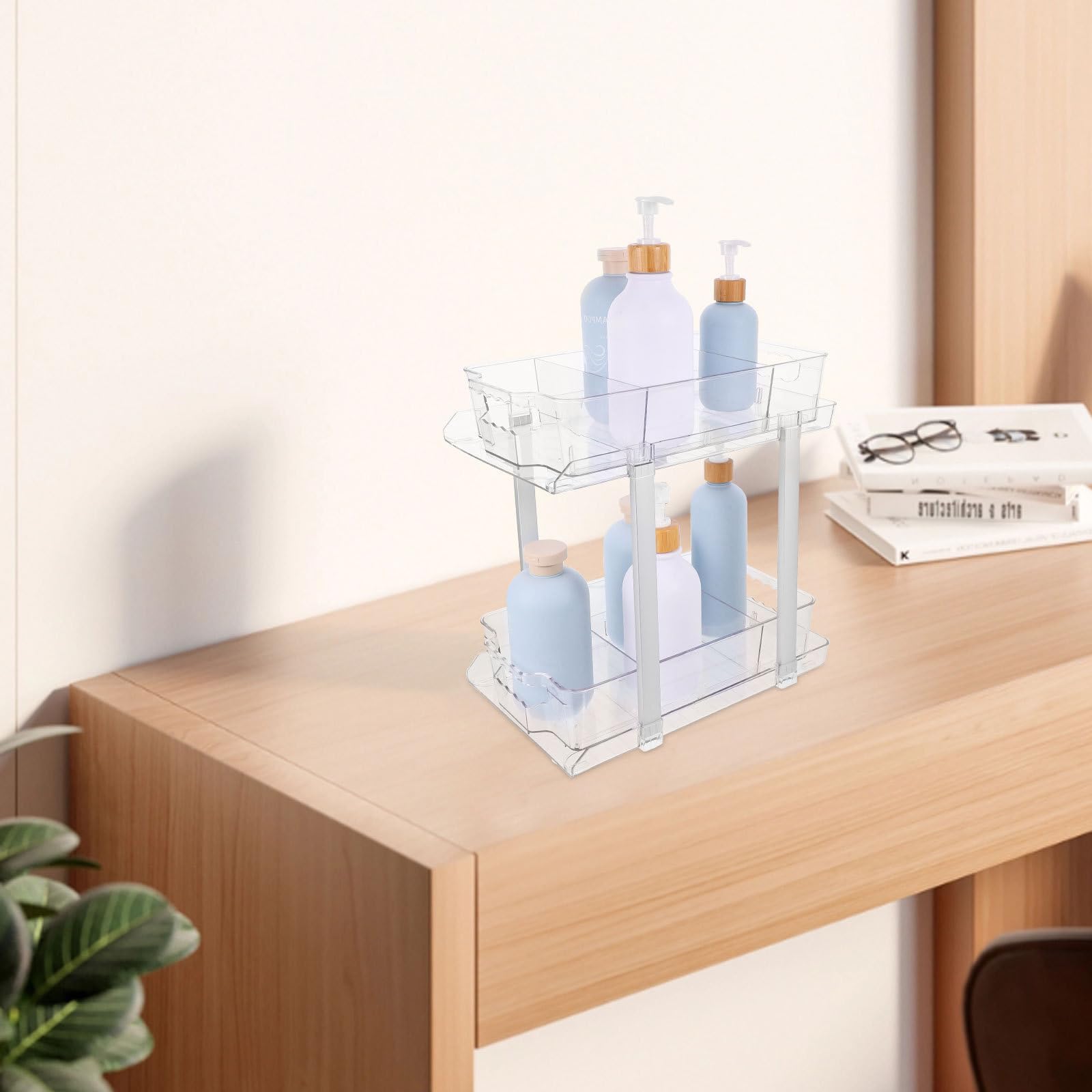 minkissy Unterspülbecken aus Acryl Organizer mit 2 Ebenen für Badezimmer