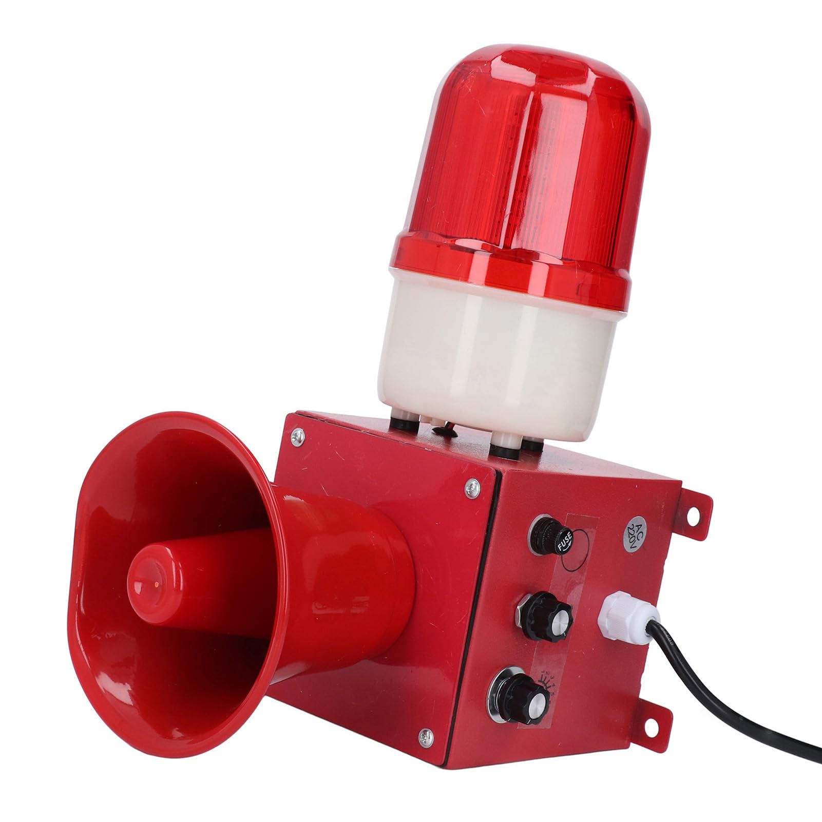 Alarma de luz y Sonido Industrial - Enchufe de EE. UU. 110 V - Luz de Advertencia de Emergencia montada en la Pared - Sirena de 130 dB con luz estroboscópica LED - 9 Sonidos