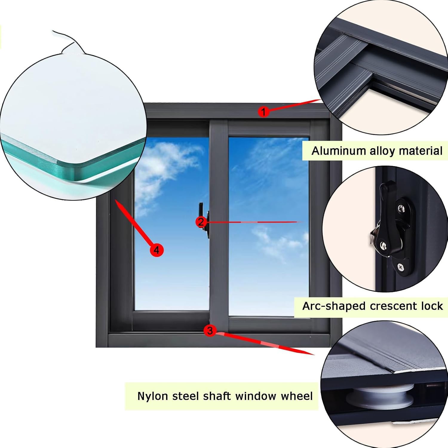 Ventanas corredizas de Vidrio para el hogar, Ventanas para Casas de jardín, Ventanas corredizas de Aluminio para baños, Ventanas de ventilación para cobertizos,Negro,40x90cm
