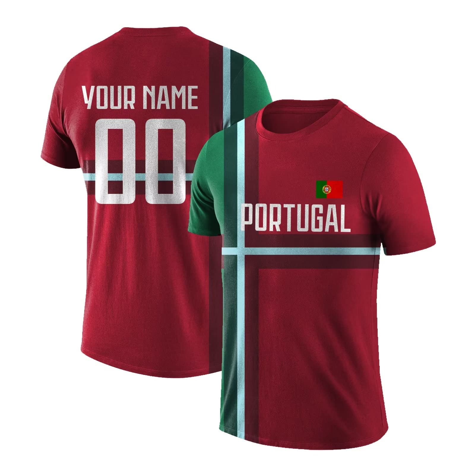 Lcaaq Custom Portugal 22/23 Soccer T Shirt Uniforms For Men Women Youth Personalize Your Name Number Fans Gifts S-5XL