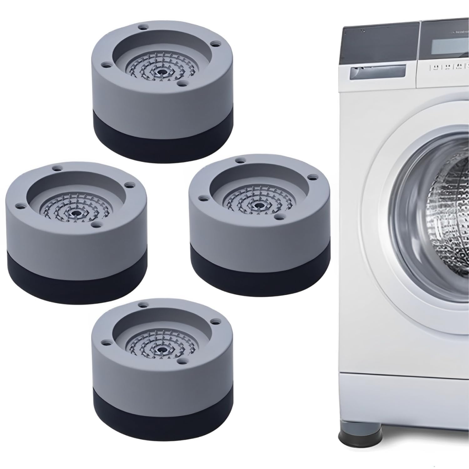 TEKCOOL Washing Machine Vibration Pads/Bracket Base for Washing Machine/Noise Reducing Refrigerator Stand with Height Adjustment Feet/Washing Machine Stands with Anti-Slip Rubber - Smart (Grey-4 Pcs)-image-30