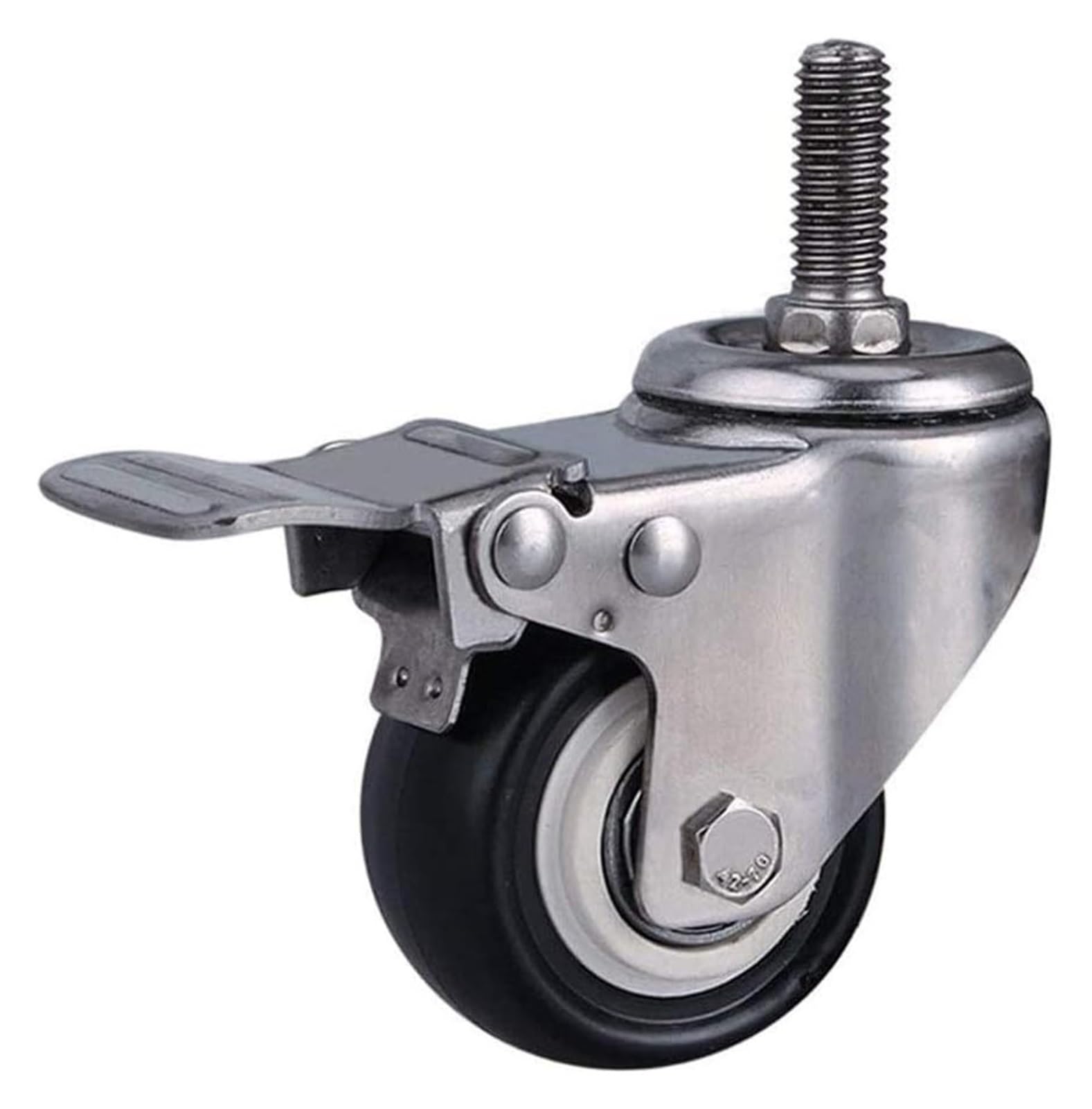 Ruote girevoli, Ruote girevoli, Ruote girevoli, Ruote girevoli con Filettatura M8/M10/M12 per mobili da 1,5''/2 Pollici (50 mm) in PU Silenzioso per impieghi gravosi da 300 kg con 2 Freni +