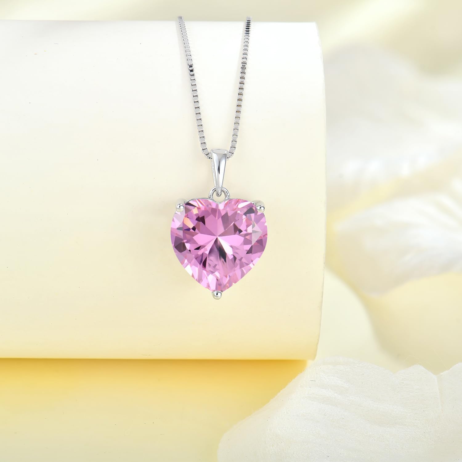 Women Heart Necklace 925 Sterling Silver 13 * 13mm Birthstone Pendant with Chain 5A Cubic Zirconia Jewelry - Image 4