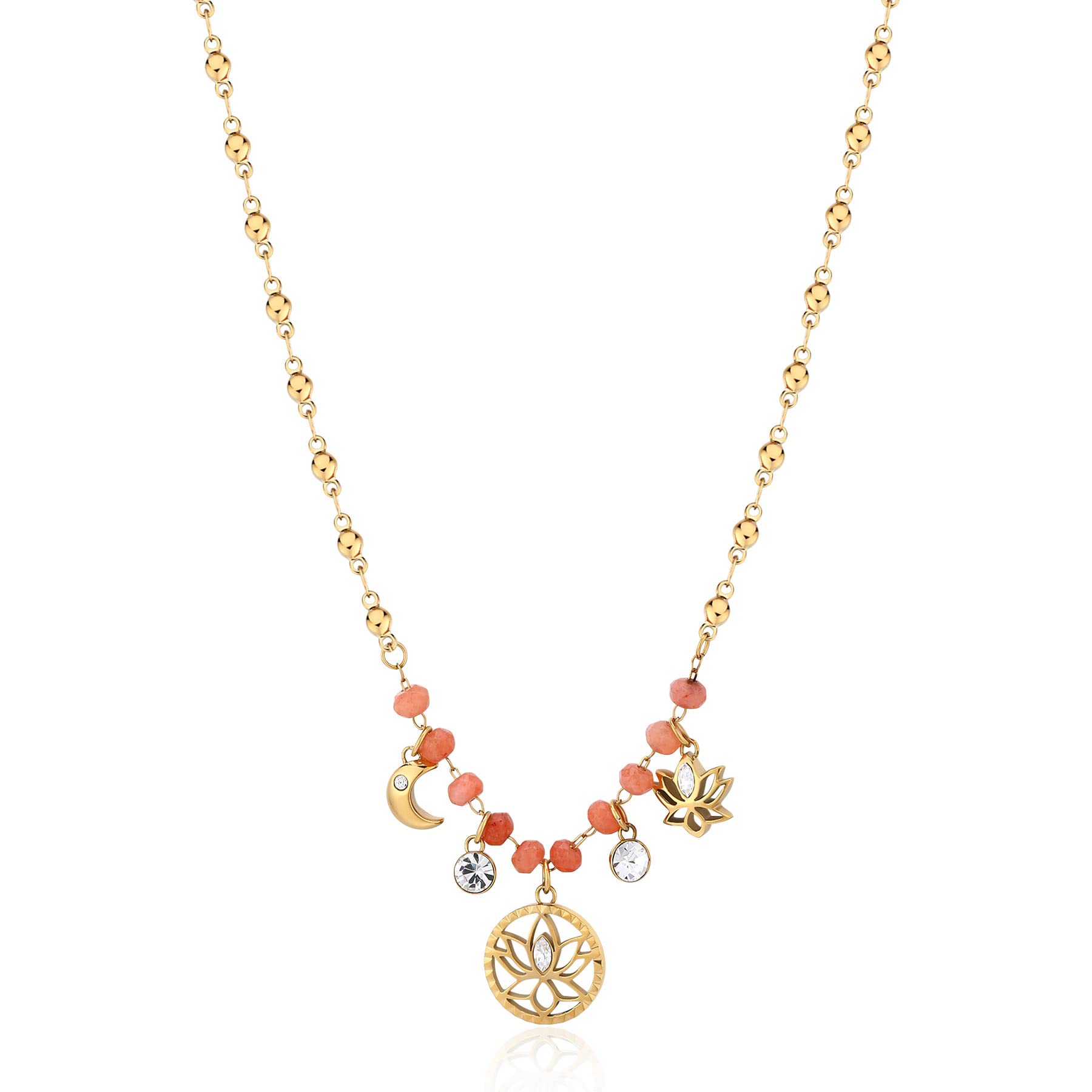 Brosway Collana Donna, Collana in Acciaio e Cristalli/pietre Naturali con Simbolo Fiore | Collezione Chakra - BHKN087