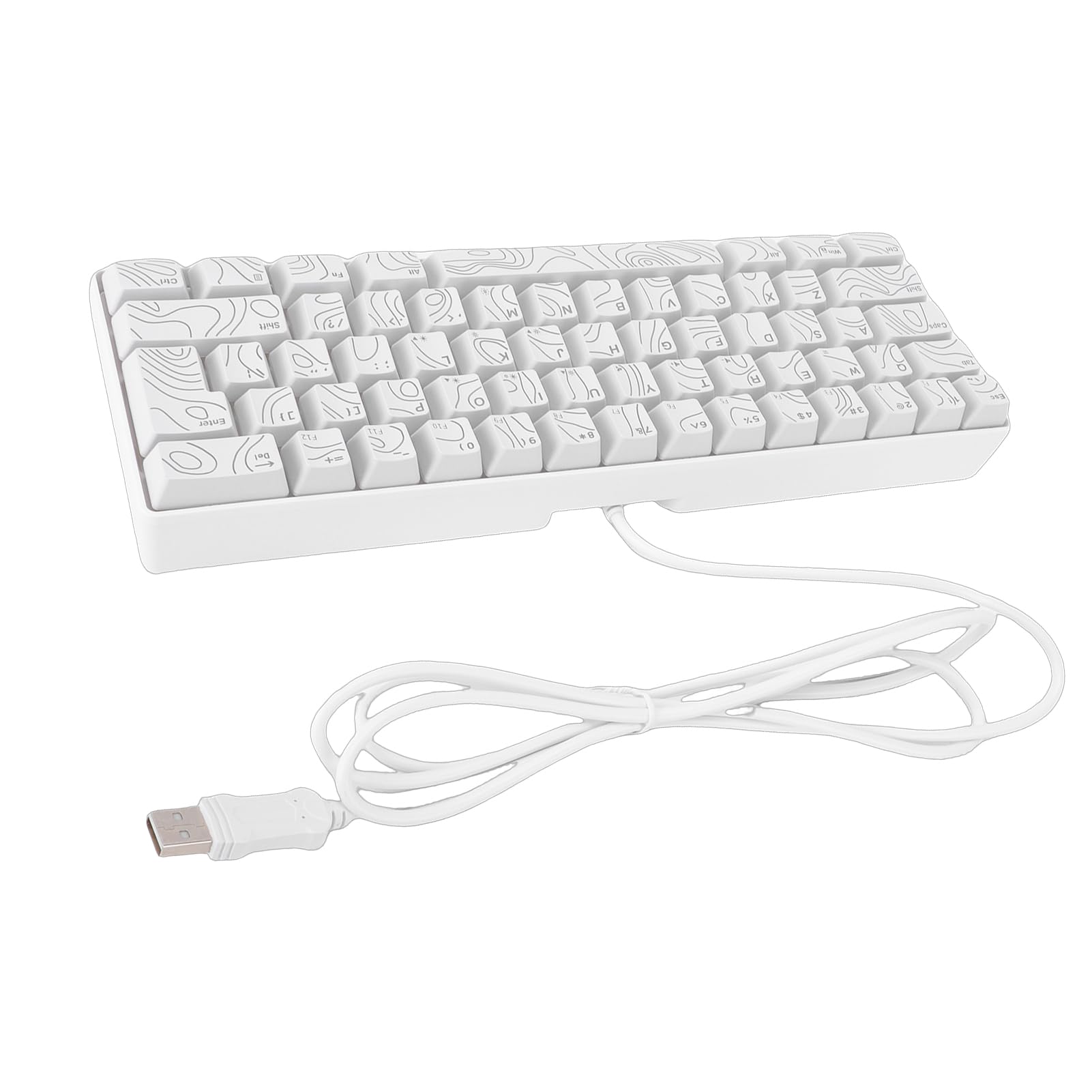 Tastiera Meccanica da Gioco Layout 60% RGB Retroilluminato Cablata per Digitazione e Gioco Design Portatile 61 Tasti (WHITE)