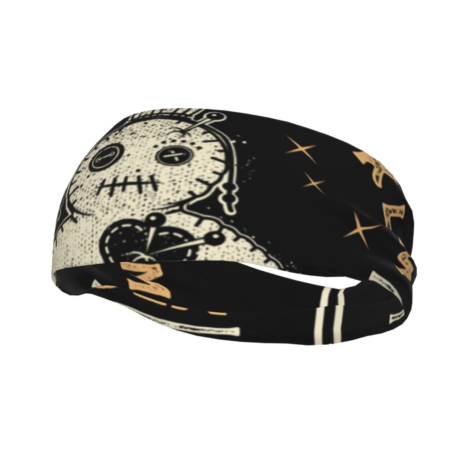 Headbands for Men Sweat Band Sports Headband Workout Accessories Sweatbands for Gym Training Tennis Basketball Football Unisex Hairband (Board Goth Voodoo Doll Occultism Set)