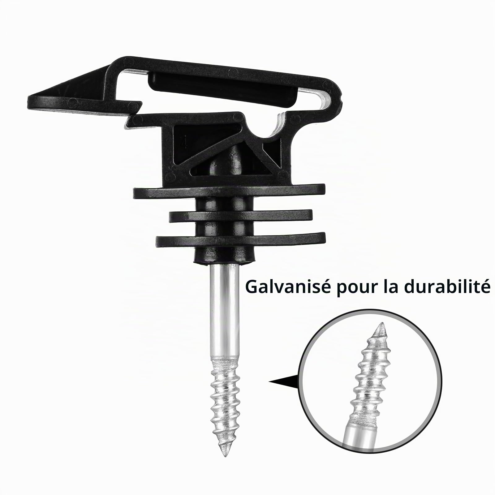 Lot de 50 Isolateur Cloture Electrique, Isolateurs pour Rubans Larges jusqu'à 40mm et Cordes de 6mm - Idéal pour Poteaux en Bois, Piquet Cloture électrique