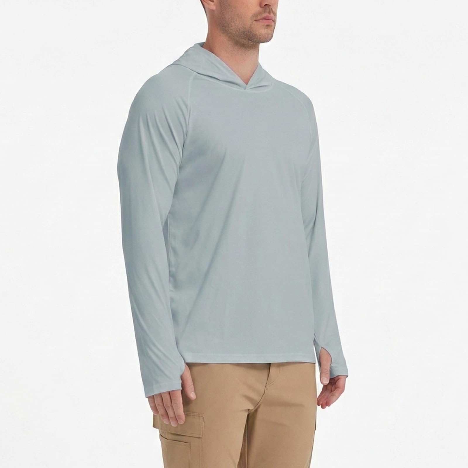 HYCOPROT Męskie koszule Rash Guard UPF 50+ koszule chroniące przed słońcem z długim rękawem bluza z kapturem UV topy kąpielowe szybkoschnąca lekka koszulka wędkarska Rashguard SPF odzież do pływania