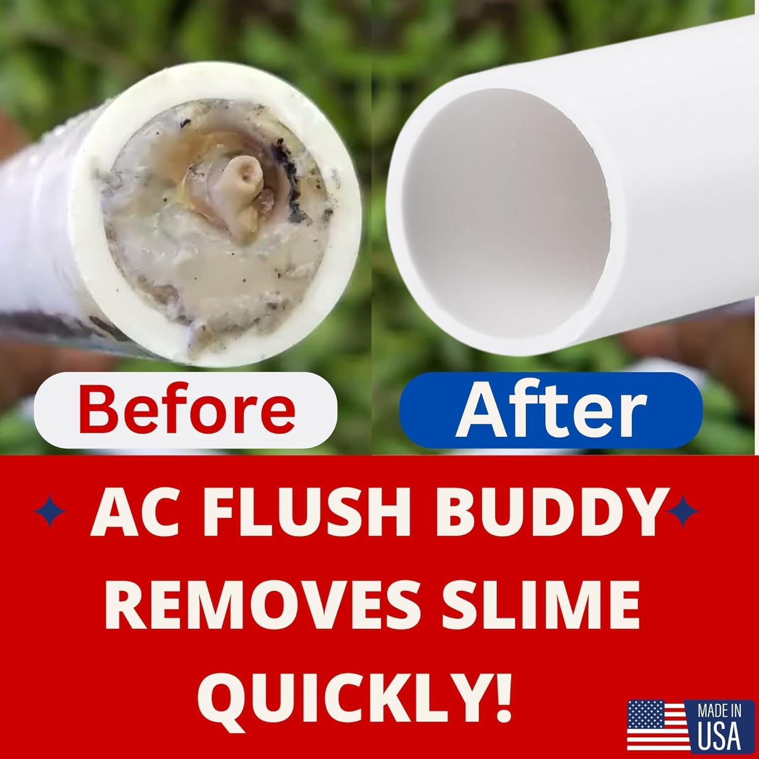 AC Drain Line Cleaner Tool Unclogger - Condensate A/C Cleaner Flush, HVAC Maintenance Cleaner, Ac Drain Line Cleaner, No Refills, Tablets or Vacuum. AC Flow Line Tool. 2 Pack