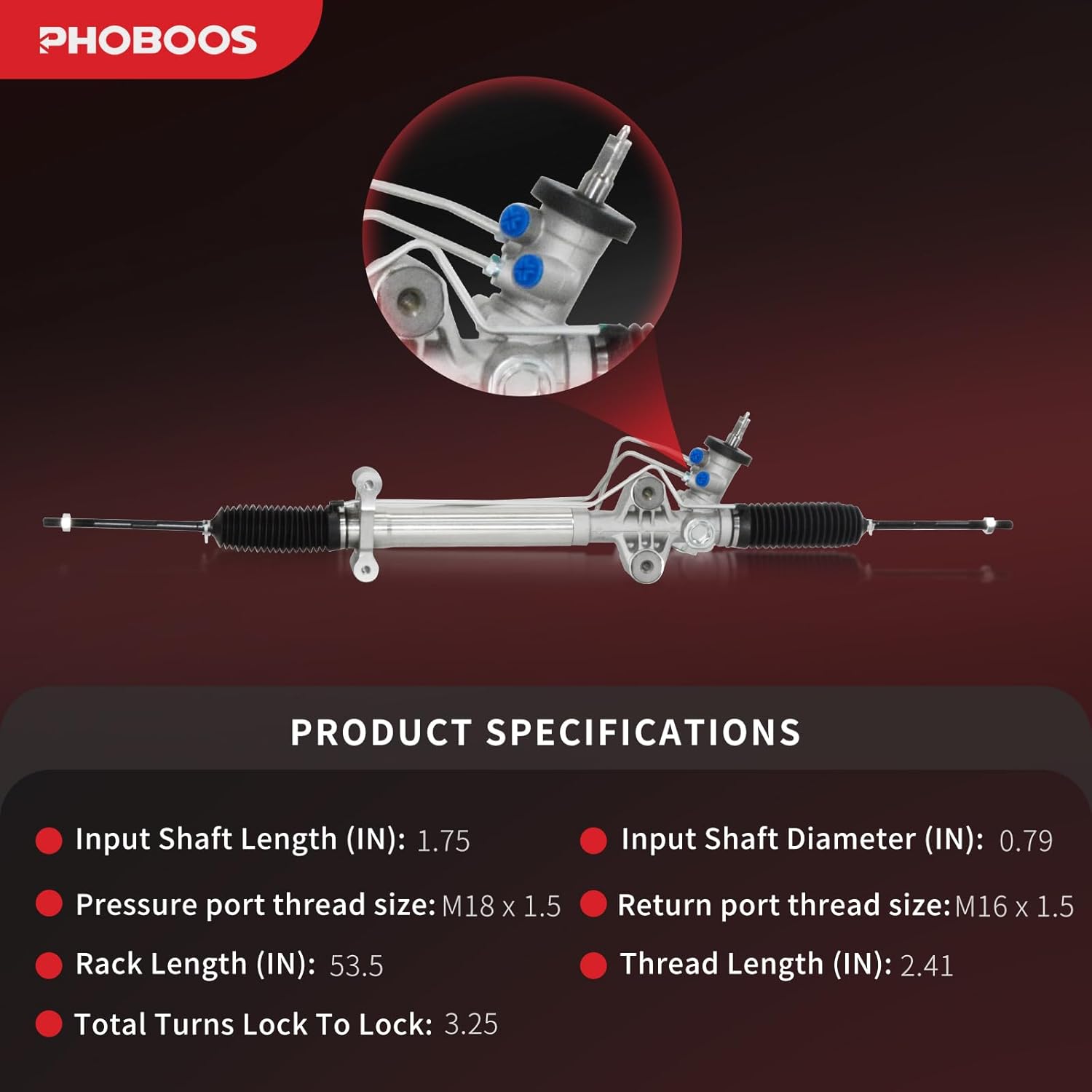 PHOBOOS Hydraulic Power Steering Rack and Pinion Assembly Compatible with Chevrolet Express 1500 2003-2014, Express 2500 2003-2006 & GMC Savana 1500 2003-2014, Savana 2500 2003-2006. Ref. 221018