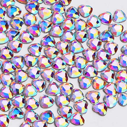 3D Art Nail Flatback Rhinestones Crystal AB Colors 6mm Heart 100PCS