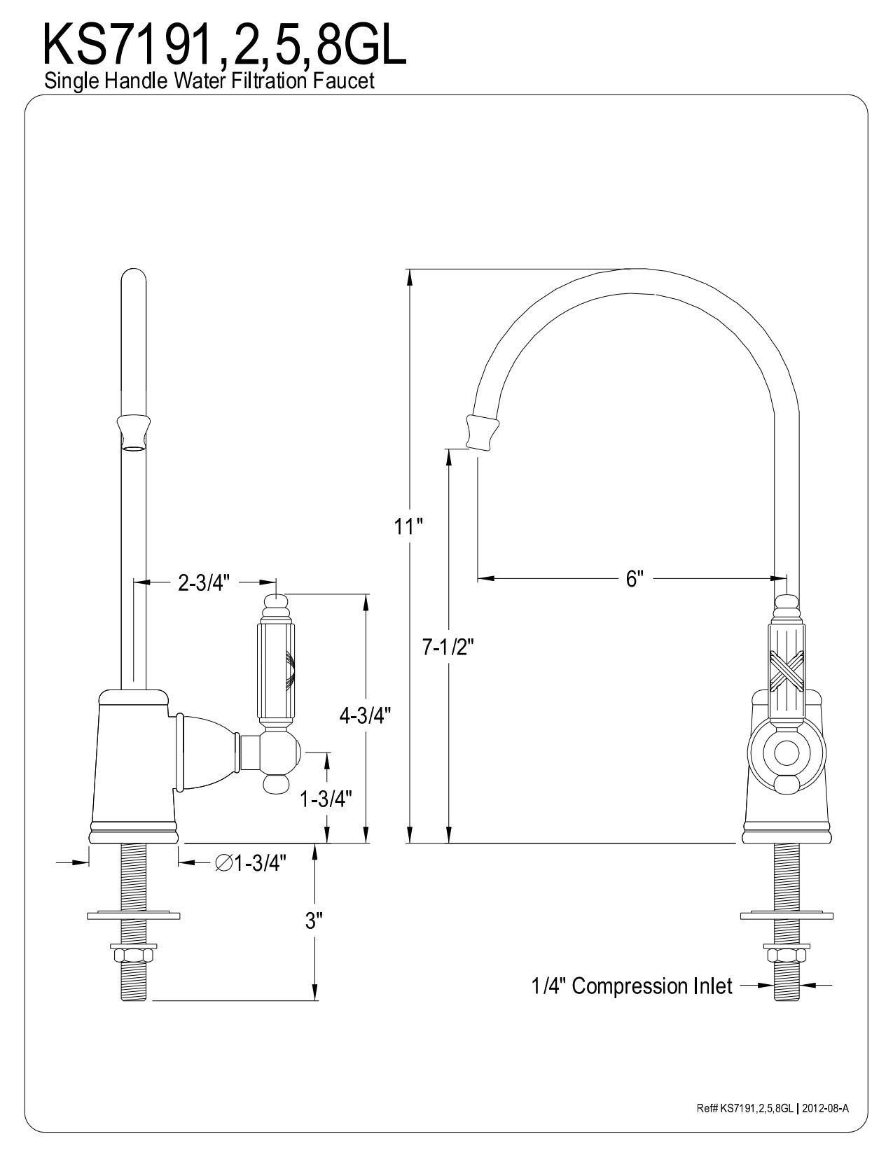 Kingston Brass Gourmetier KS7192GL - Rubinetto georgiano per filtraggio dell'acqua, con manico singolo, in ottone lucido