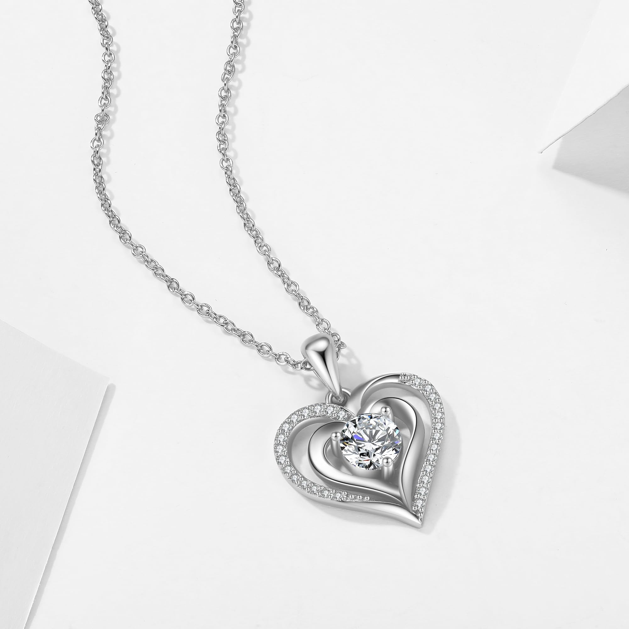 Jrêveinfini Collar Mujer Plata 925 con Circonita Brillante, Diseño de Nudo del Amor y Trébol de Cuatro Hojas, Collar Mujer Elegante para Regalo de San Valentín, Madre o Amiga