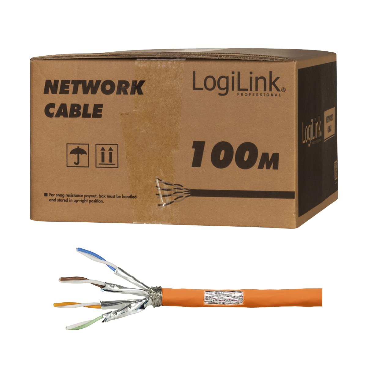 LOGILINK CPV0060 CABLE DE RED 100 M CAT7 S/FTP (S-STP) NARANJA