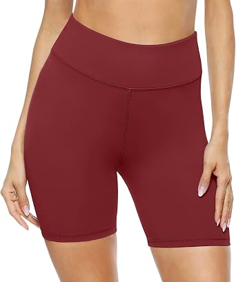 PERSIT Womens High Waist Print Workout Yoga Shorts with 2 Hidden Pockets, Non See-Through Tummy Control Athletic Shorts