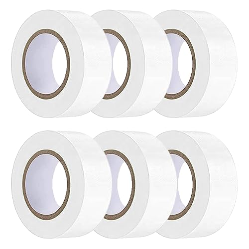 Paquete de 6 cintas de señalización blanca, rollo de marcado de neón de cinta de plástico no adhesiva, 1 pulgada x 600 pies, cinta de marcado para