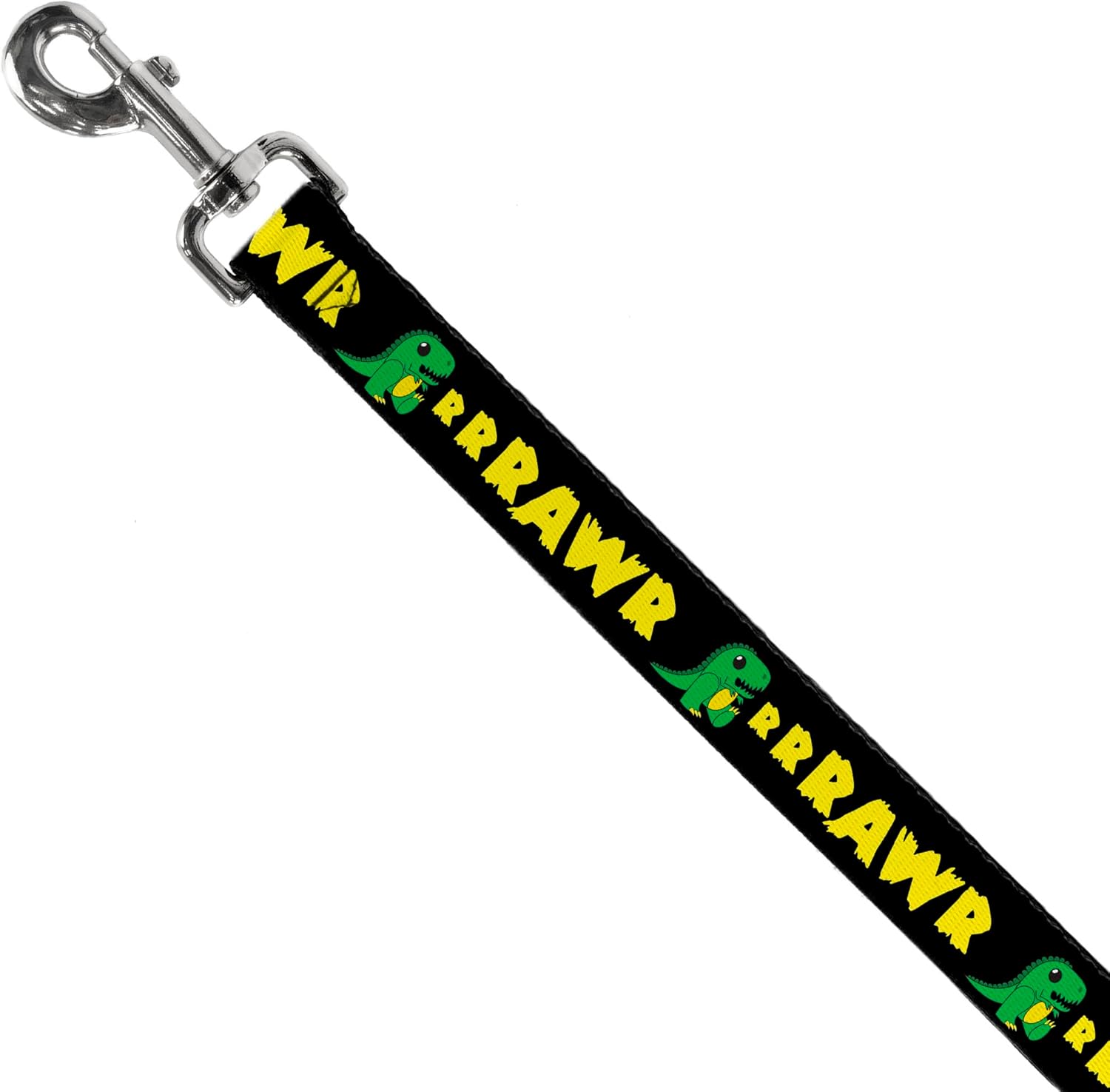 Dog Leash Rrrawr Dinosaur Black Green Yellow 6 Feet Long 1.0 Inch Wide