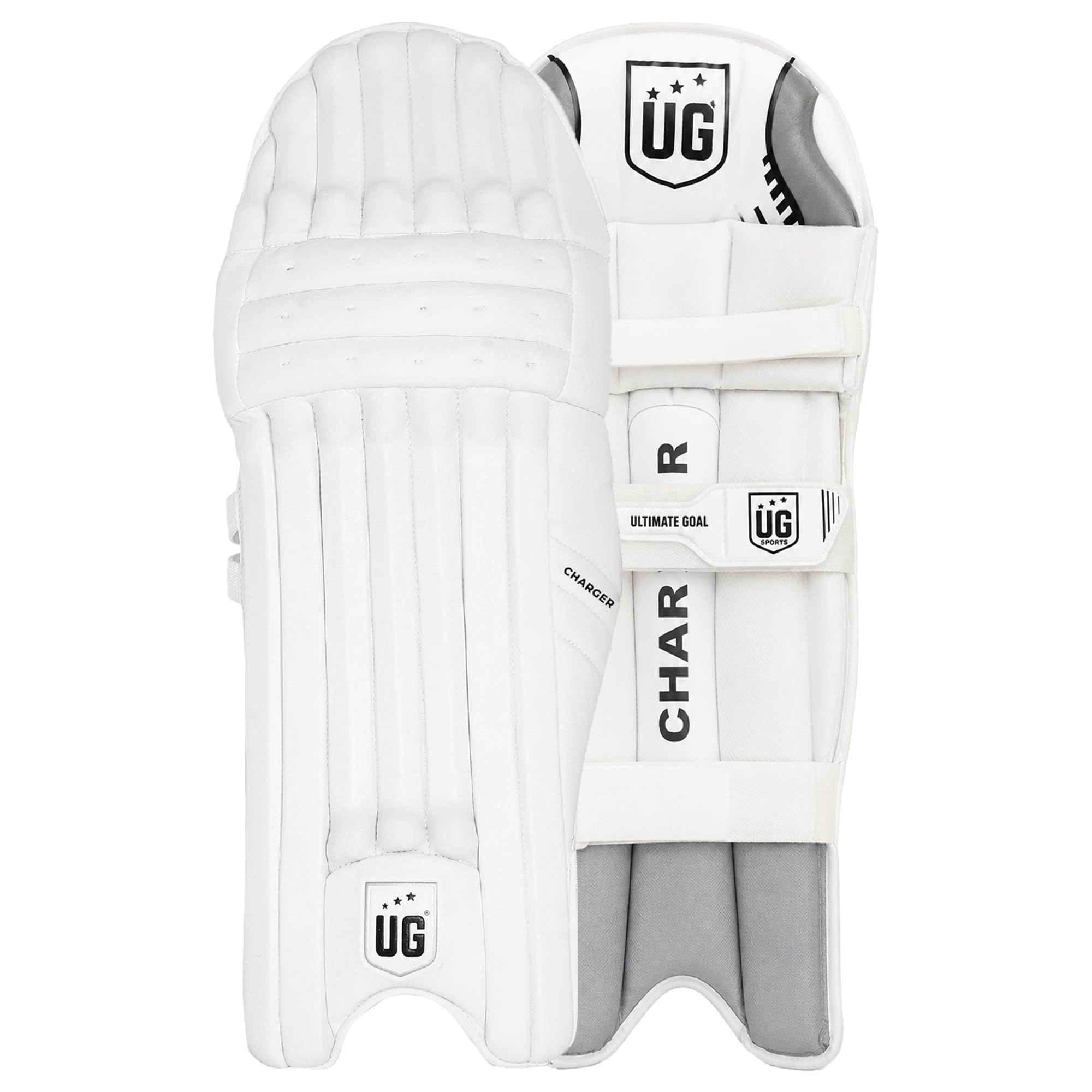 Ultimate Goal Charger Cricket Batting Pads for Boys | Premium PU Facing | High Density Foam Protection | Lightweight Breathable Comfort | Shock Absorption | Match & Practice | White-image-23