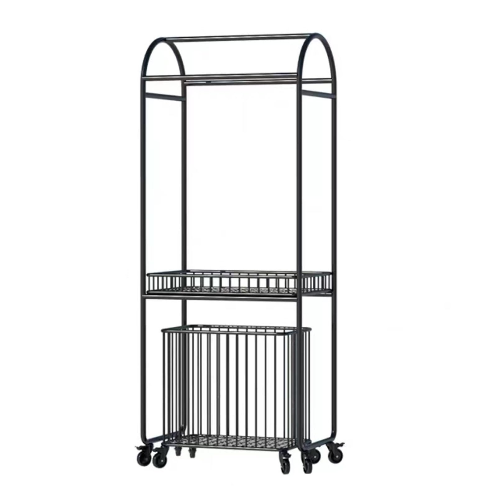 Bathroom Storage Basket, Bathroom Floor Shelf, Household Dirty Laundry Basket, Metal Storage Basket with Pulley