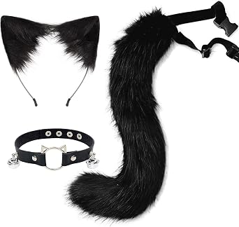 Faux Fur Fox Tail set Cat Ear Headband Cosplay Halloween Costume Set for Anime Dress