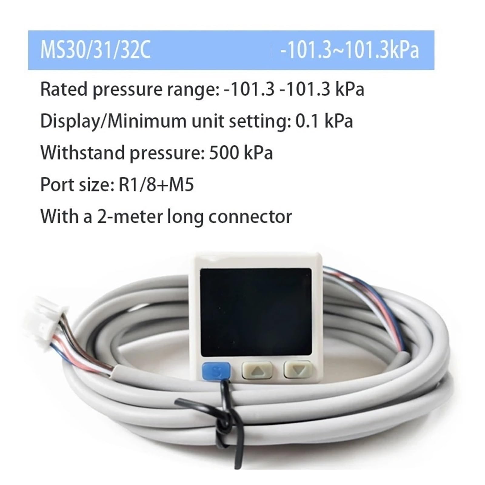 Przełącznik ciśnieniowy z cyfrowym wyświetlaczem ciśnieniowym elektroniczny ciśnieniomierz cyfrowy ciśnieniowy (-101.3-101.3kPA, 1PNP-RS485)