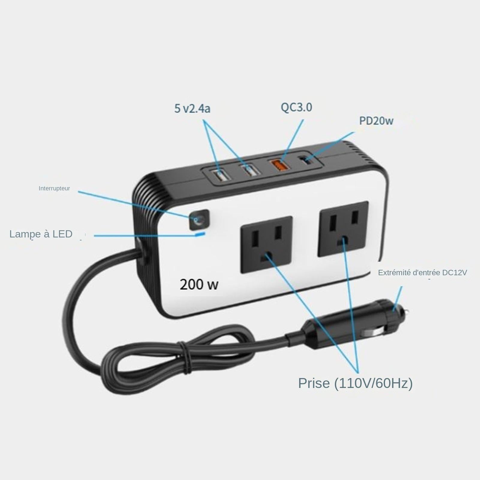 Convertitore di uscita 'adattatore per per auto, adattatore di