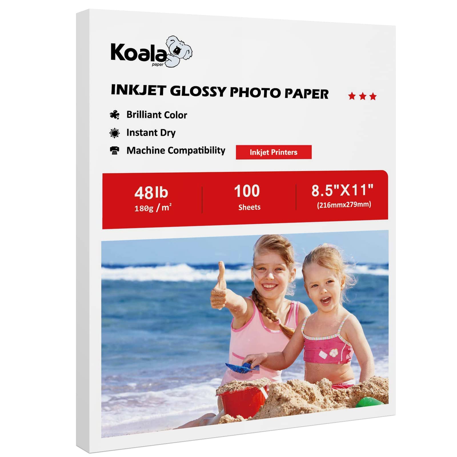 Koala Glossy Inkjet Photo Paper 8.5X11 Inches 48lb 100 Sheets Professional Glossy Photographic Paper Compatible with Inkjet Printer Use DYE Ink 180GSM image 7