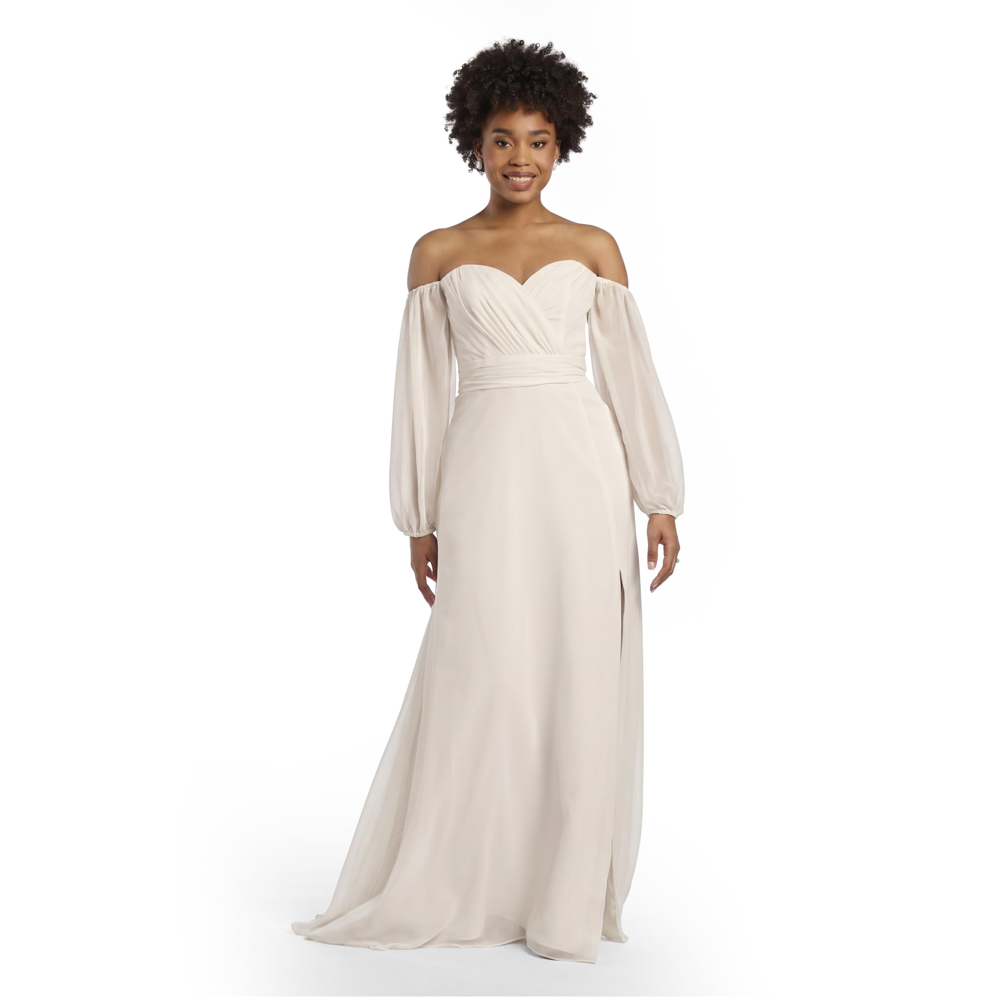 David's Bridal Off-the-Shoulder Billow Sleeve Wedding Dress