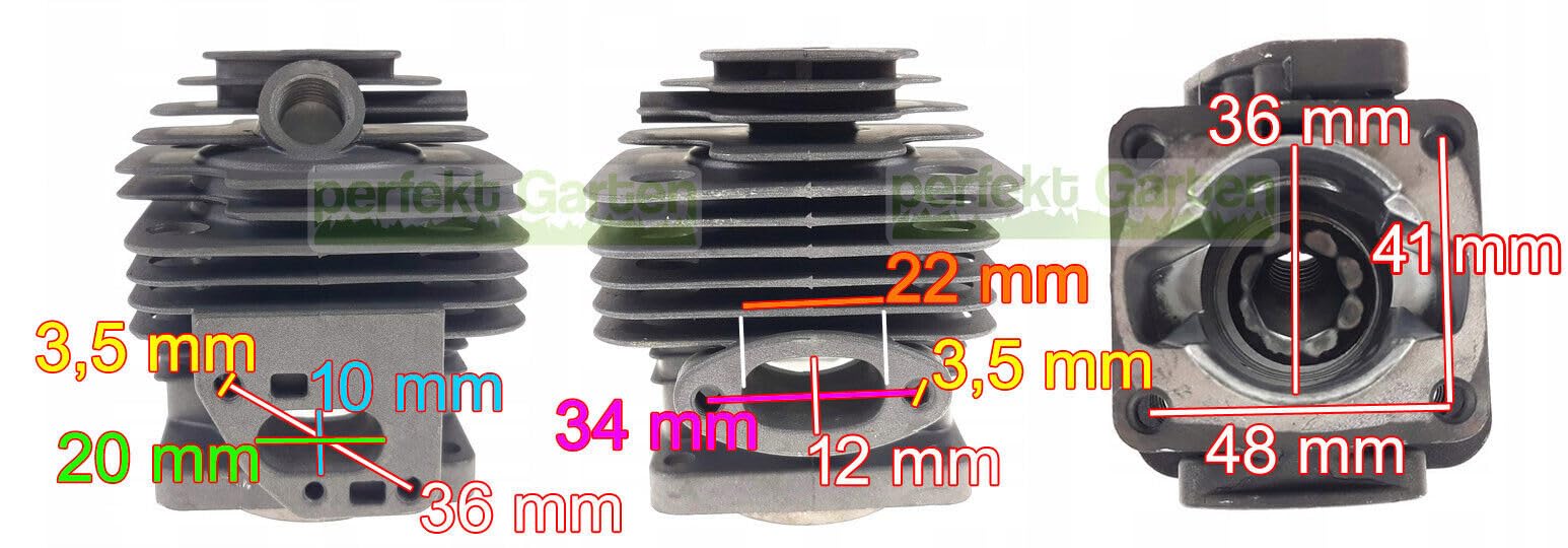 Cilindro e pistone da 36 mm compatibili con decespugliatore Scheppach MT33P (MT 33 P)