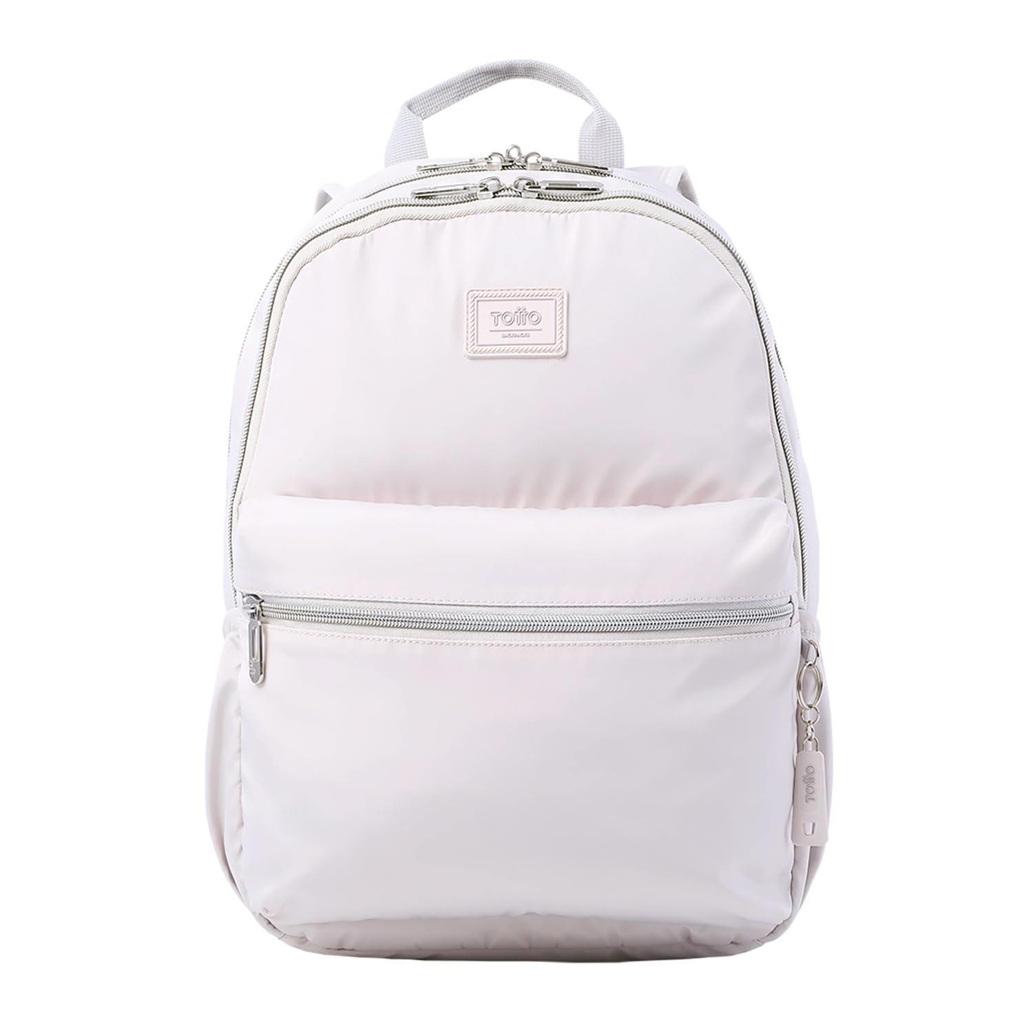 TOTTO - Mochila para Ordenador Portátil de 13 Pulgadas, Modelo Aynatto, Bolsillo Secreto, 2 Compartimentos, 2 Bolsillos Botella, Espaldar Ergonómico con Flujo de Aire, Correas en S, Color White Sand