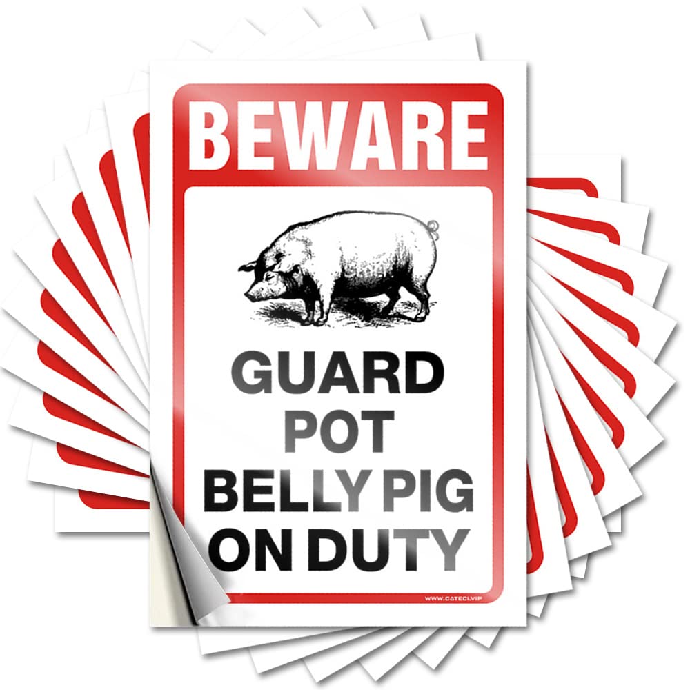 Winter Case Sticker | Beware! Guard Pot Belly Pig On Duty Autumn Durable Vinyl Sticker Easy Apply for Beer(12X18CM)