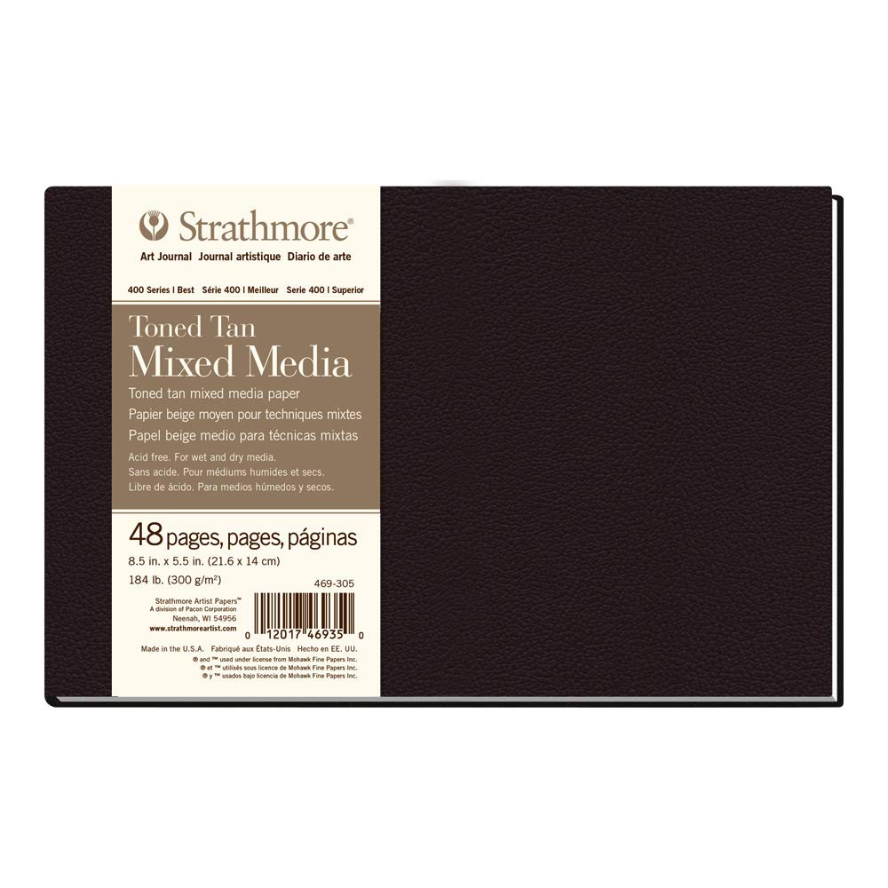 Strathmore Paper 469-305 Hardbound Mixed Media Art Journal, 8.5"x5.5", Toned Tan