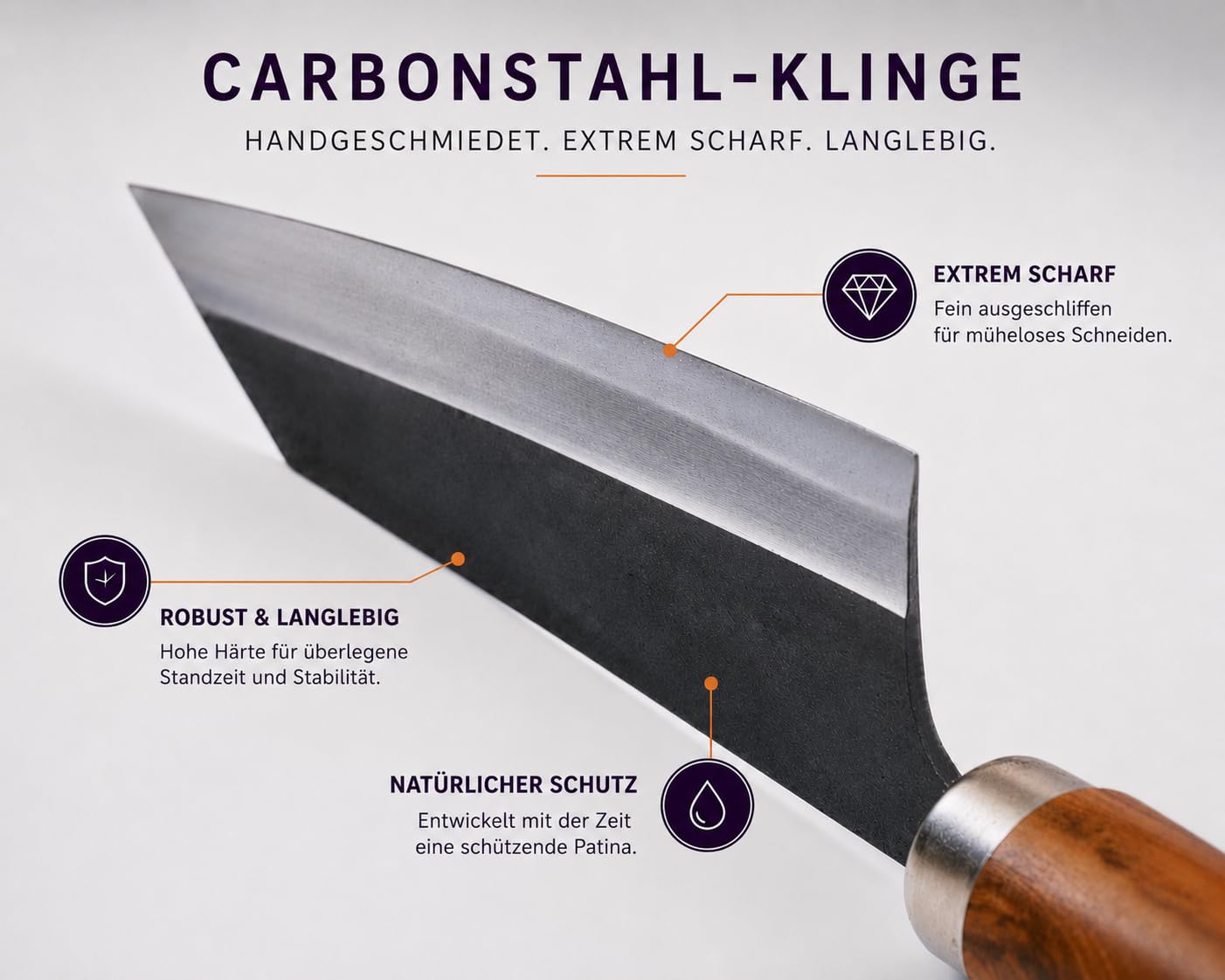 Küchenmesser - Ho Classic, 17cm Klingenlänge, Handgefertigt in Vietnam, Tamarindenholz-Griff, Scharfes Kochmesser, Rasiermesserscharf, Vietnamesische Schmiedekunst