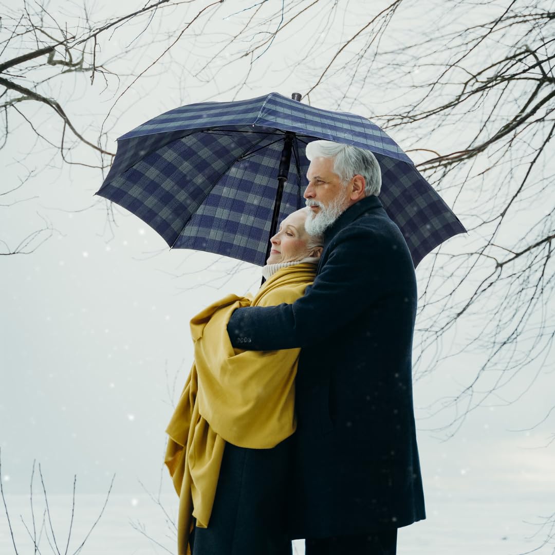 Ossenberg Parapluie Twin avec poignée Fritz - Ø 105cm - 2 en 1 canne & parapluie - canne, aide à la marche, support de marche - réglable en hauteur - bleu/vert - 80-83 cm