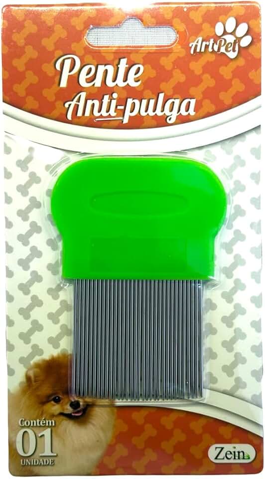Pente Higiênico para Cães e Gatos - Remove Pulgas, Carrapatos e Pelos Soltos