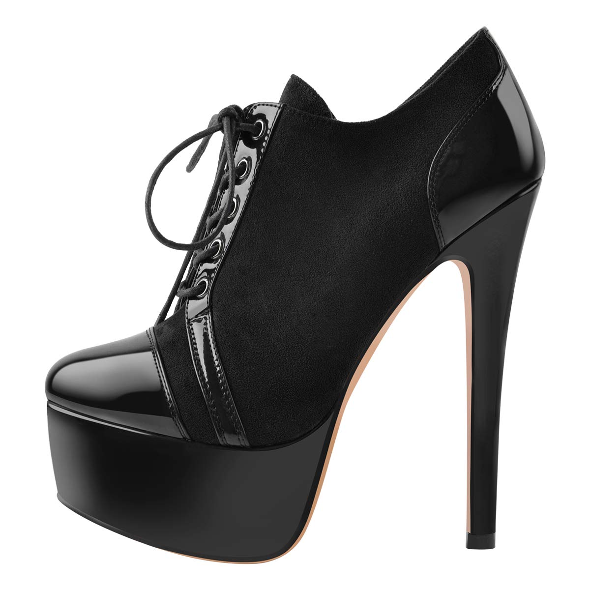 Only maker Women's Platform Boots Lace Up Stiletto Ankle Booties