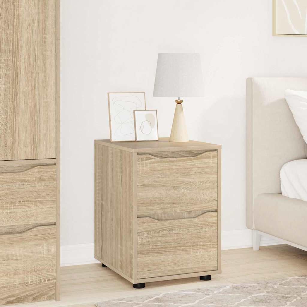 Cajonera de roble Sonoma con estante de almacenamiento y acabado elegante de madera