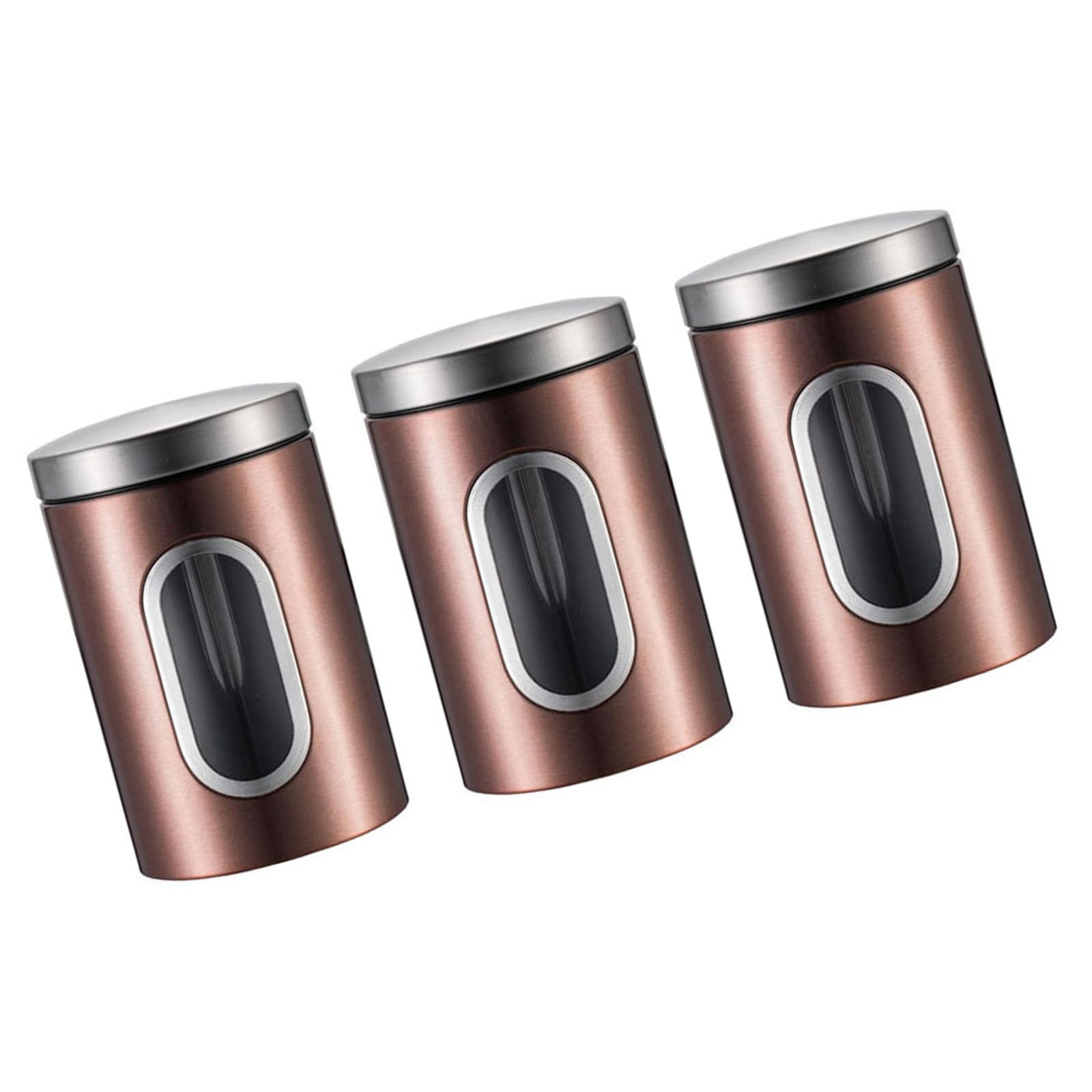3-teiliges elegantes, durchsichtiges Fenster-Luftstrumpfhosen-Set, Kaffee-/Zuckerdosen-Set, Edelstahl, Küche, Aufbewahrungsdose, Organisation, Arbeitsplatte, Aufbewahrungslösung