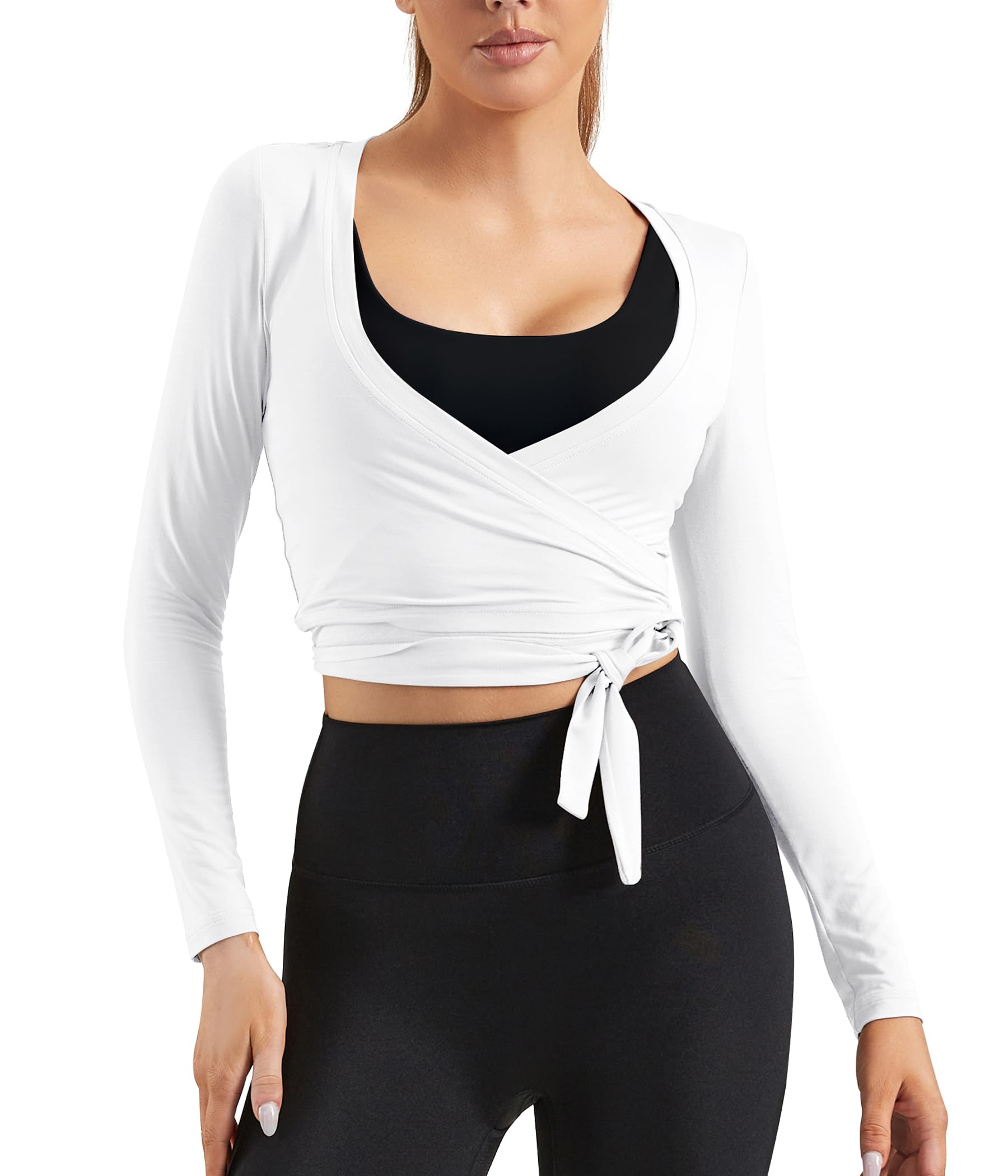 Women Tie Front Shrug Long Sleeve Bolero Cardigan Lightweight Casual Tops
