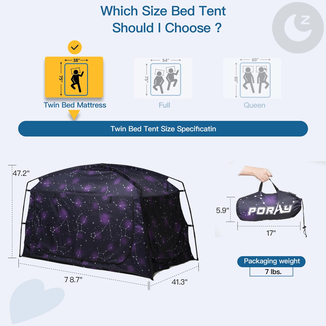 Tente de lit, auvent de lit portable, occultant, 90 % rideaux pour enfants et adultes, tente intérieure avec grandes fenêtres en maille respirante