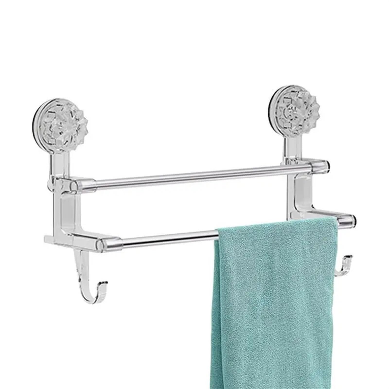 Self Adhesive Towel Rail Suction Cup Towel Bar Adhesive Rack Shower Door Stainless Steel Bath(58.8x10.5x21cm)
